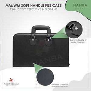 MMWM Classic Luxury High Quality Eco-friendly Black Imitation Leather Hard Handle Square Half <b>File</b> Case | Masonic Design Cordura - Product Image 4