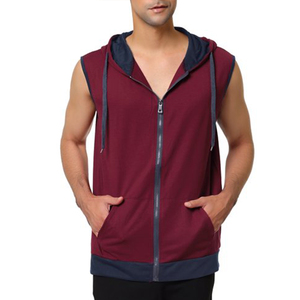 Men's Casual <b>Workout</b> Gym Sleeveless Hooded Zipper Vest Solid Color Casual Breathable Polyester Athletic Zipper Sleeveless <b>Hoodie</b> - Product Image 1