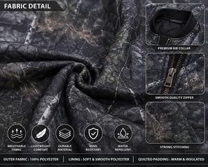 Custom Black Camo Quilted Bomber <b>Jacket</b> for Men Women <b>Zip</b> <b>Up</b> Flight <b>Jacket</b> Windproof Winter Hunting Outdoor Tactical <b>Jacket</b> OEM - Product Image 5