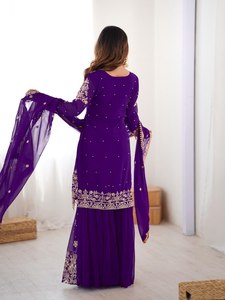 Traje Sharara de Lujo con Bordado y Cintura Elástica – Atuendo para Invitadas de Boda para Mujer - Product Image 5