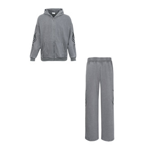 Custom Logo Breathable Anti-Wrinkle 100% Cotton Loose Fit Straight Leg Sweatpants with Drawstring Closure Side <b>Strips</b> for Men - Product Image 4