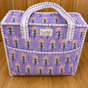 Handmade quilted cotton tote bag floral travel carry on handbag trolley sleeve work office shopping everyday shoulder bag - Product Image 1