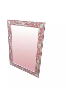 Miroir mural rectangulaire moderne fait main avec cadre en os incrusté pour une utilisation décorative à la maison - Product Image 4