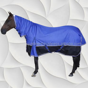 Manta para Caballo Cuadrada de Cuello Alto, Ecológica, de Tela PP 1200D Turquesa, Forro Polar de Invierno, Exterior de Malla de Nailon, para Doma - Product Image 3