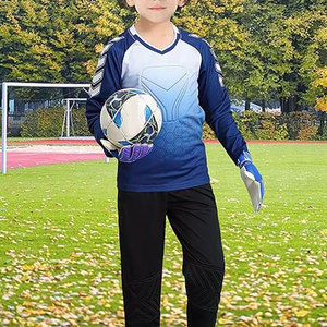 Boys Goalkeeper Soccer Jersey and Pants Set Padded Long Sleeve Goalie Shirt with Protective Elbow <b>Knee</b> Padding Youth Football - Product Image 5
