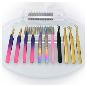 Fiber Tip Eyelash Extension Tweezer 90 Degree Boot Stainless Steel Volume Fan Tweezers Lash Isolation Tool Eyelash Tweezer - Product Image 1