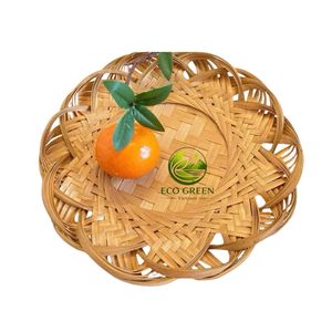 Sustainable <b>Round</b> Bamboo Tray Handmade Lotus <b>Wicker</b> <b>Basket</b> for Kitchen Decor Food Serving and Gift Packaging - Product Image 6
