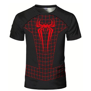T-shirt de sport pour homme à col rond, imprimé toile d'araignée géométrique 3D, haute élasticité, ajusté, respirant, idéal pour la gym et les activités de plein air en été - Product Image 3