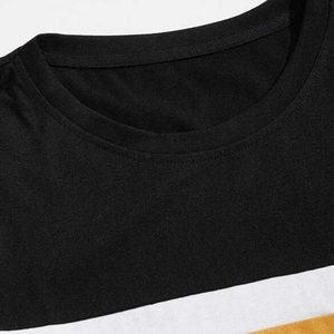 Conjunto Deportivo Unisex de Algodón Negro, Camiseta de Manga Corta con Cuello Redondo y Rayas de Color, Pantalones Cortos con Cordón, Ropa Casual de Verano - Product Image 6