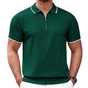 Polos de lujo para hombre, sin arrugas, con cremallera, lisos, antipilling, tela personalizada, para verano. - Product Image 4