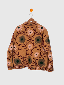 Veste en lin brodée florale à col châle et manches longues, style Prairie Chic, grande taille, pour femme, collection printemps - Product Image 3