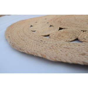 Most Selling Handmade Jute Round Area Rug Medallion Pattern Bohemian Style Flat Pile Living Room Decor Spot Clean - Product Image 2