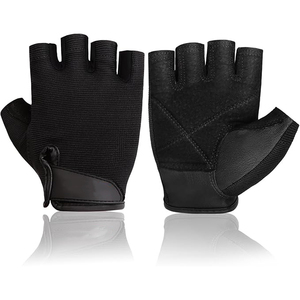 Hook Loop Closure Microfiber Gym Gloves Women Men <b>Half</b> Finger Anti <b>Slip</b> Padded Palm Breathable Weightlifting Fitness - Product Image 4