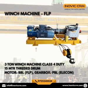 Treuil électrique industriel robuste INOVIC CRM 3 tonnes avec une hauteur de levage de 200 m |   Câble en acier de 14 mm, boîte de vitesses Rotorq et moteur ABB - Product Image 3