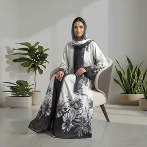 Lightweight Modest <b>Abaya</b> Kimono Style Muslim Maxi Robe with Coordinated Hijab Set for Ramadan/Eid Loose Fit - Product Image 4
