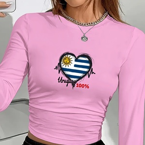 Camisa de manga larga de moda de mujer diseño de corazón Bandera de Uruguay - Product Image 1