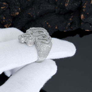 <b>Mens</b> Moissanite 925 <b>Silver</b> Symbol <b>Ring</b> Iced Statement Luxury Fashion <b>Ring</b> - Product Image 4