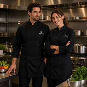Eco-friendly <b>Cooling</b> Bamboo Chef <b>Jacket</b> Mandarin Collar Long Sleeve Sustainable Breathable Professional Chef Uniform - Product Image 1