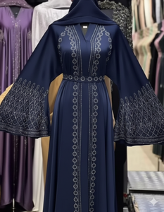 Nouvelle Collection Printemps 2026 : Abaya Traditionnelle Islamique Bleue Magnifique pour Femme – Manches Longues, Longueur Cheville, Respirante, Style Saoudien - Product Image 3