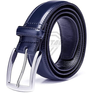 Cinturón de Cuero Genuino Premium para Hombre, Fabricante de Ropa, Cinturón Formal Azul Marino Personalizado, Hebilla de Metal de Alta Calidad, Entrega Rápida - Product Image 6