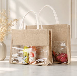 Promotional Custom Printed Jute <b>Gift</b> Bag Eco Friendly Reusable Burlap Tote Bag with Handle for Company Event Marketing Shopping - Product Image 3
