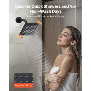 Sistema de ducha de lluvia de montaje en techo de 10 pulgadas Montaje en pared de 6 pulgadas 2-1 Spray de mano Juego de válvulas de latón de doble cabezal de lluvia de 3 funciones" - Product Image 5