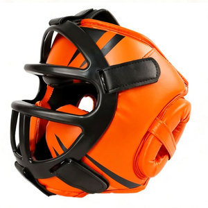 Blue PU Leather <b>Boxing</b> Head Guard with Gold Stripes Protective Gear for Adults Unisex Sports Use - Product Image 2