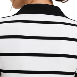 Polo a Rayas Blanco y Negro para Mujer, Manga Corta, Cuello Camisero, Corte Ajustado, Informal, Verano, Moda, Personalizable, Venta al Por Mayor - Product Image 6