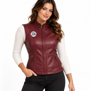 Chaleco de Cuero PU para Mujer, Material Duradero, Costuras Resistentes, Ajuste Cómodo, Prenda de Moda, OEM Premium, Sin Mangas, Exterior Suave - Product Image 1
