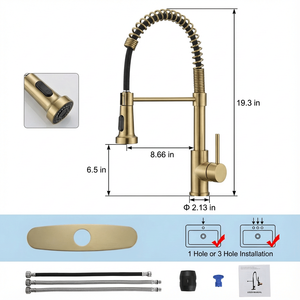 Rubinetto Industriale Lucidato con 1 Maniglia, 1 Foro, 3 Fori, con Doccetta Estraibile, per Cucina, Stile Rustico, Utilità, Camper, Cucina Wet B - Product Image 3