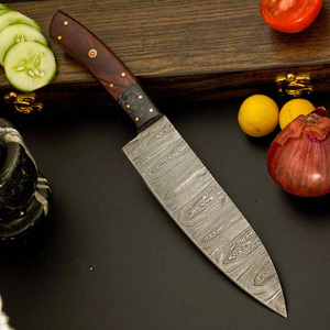 Cuchillo de Chef Hecho a Mano de Acero de Damasco de 67 Capas, 8 Pulgadas, Estilo Japonés Profesional, Mango de Madera, Funda de Cuero, Ambidiestro - Product Image 3