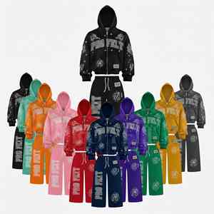 Ensemble de survêtement 2 pièces Pro Felt personnalisé pour homme, en molleton 100 % coton, imprimé Tigre Étoile, style décontracté streetwear - Product Image 1