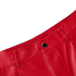 Shorts en cuir pour femmes à taille haute, personnalisation disponible, fermeture sécurisée, poche latérale, respirant, pour l'entraînement et la gym - Product Image 5