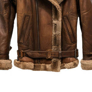 Veste aviateur en cuir véritable vintage de qualité supérieure pour homme, doublée de fourrure de mouton, manteau bomber d'hiver, marron vieilli, veste B3 - Product Image 6