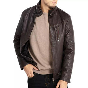 <b>Men</b> Premium Leather <b>Jacket</b> Classic Full Zip Casual Soft Comfortable Durable Regular Fit Winter Quick Dry Breathable Everyday - Product Image 5