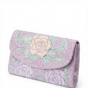 Bolso de Mano de Diseño Clásico con Cuentas, Cuadrado, Floral, de Lujo, con Forro de Nailon y Anillo, para Mujer, Regalo para Bodas y Fiestas - Product Image 1
