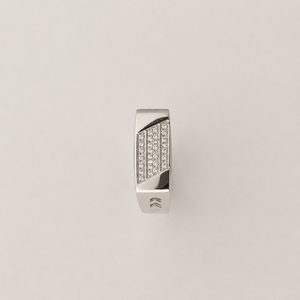 925 Sterling Silver Mens Diamond Three Row Channel <b>Set</b> <b>Ring</b> Geometric Cutout Design High Polish Finish Wedding Party Daily Wear - Product Image 1