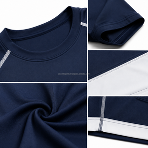 Camiseta de Compresión de Manga Corta para Hombre, Transpirable, Ecológica, con Bloques de Color, de Secado Rápido, Ajuste Atlético, Capa Base para Ciclismo - Product Image 4