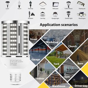 หลอดไฟ LED ข้าวโพด 45W เทียบเท่า 400W 5000K เกรดเชิงพาณิชย์ แสงเดย์ไลท์ E26/E39 6000LM ฐานโมกุลขนาดกลาง หลอดไฟ LED แพ็ค 2 ชิ้น - Product Image 5