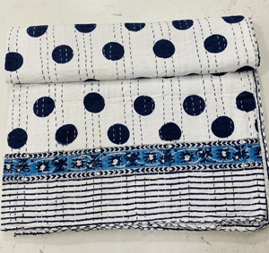 Colcha Kantha Silkgram con Estampado a Mano, Diseño de Puntos, Algodón Clásico Ecológico, 300 Hilos, para Todas las Temporadas - Product Image 4