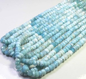 Perles de pierre précieuse Larimar bleu naturel, facettées en rondelle, 6 mm, brin de 8 pouces, perçage central, pour la fabrication de bijoux DIY - Product Image 2