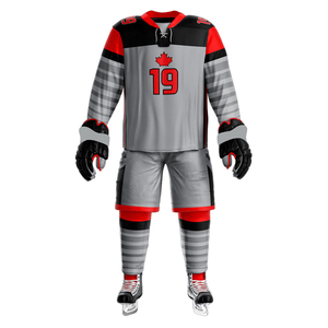 Maillots de hockey sur glace personnalisés pour hommes, col en V, ensemble court, impression numérique du nom et du numéro de l'équipe, 100% polyester, respectueux de l'environnement - Product Image 5