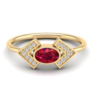 แหวนเพชรโมอิสซาไนต์ทรงรีประดับทับทิม 0.5 กะรัต ทองคำขาว 14K ยี่ห้อ REYES Luxury พร้อมใบรับรอง GRA สำหรับผู้หญิง เครื่องประดับชั้นดี - Product Image 1