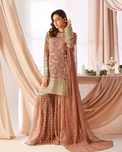 Ensemble Salwar Kameez en Faux Georgette Rose Embossé pour Femmes, Tenue Traditionnelle Indienne et Pakistanaise, Robe de Mariage et de Soirée - Product Image 1