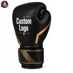 Gants de boxe en cuir de qualité supérieure, couleur noir doré, tailles 8oz-18oz, vente en gros, résistants aux chocs, durables, équipement de combat, logo personnalisé - Product Image 4
