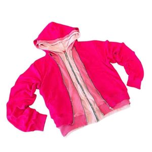 New Pink Oversized Color Block Triple Layer 100% Cotton French Terry Heavyweight Winter Embroidered Zip-<b>Up</b> Hoodie for Men - Product Image 5