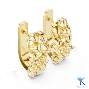 ต่างหูห่วงแบบ Huggie ลายใบไม้ดอกไม้ขัดเงาอย่างหรูหรา ทองคำแท้ 14K เครื่องประดับผู้หญิงคุณภาพสูง KRUP JEWELS - Product Image 3