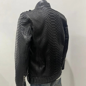 <b>Men's</b> Black <b>Gothic</b> Turtleneck Zipper <b>Jacket</b> Full Sleeve Solid Pattern Windproof Winter Heavyweight Leather <b>Jacket</b> - Product Image 4