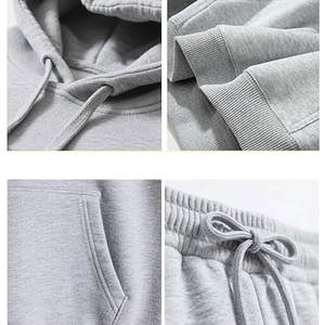 Ensemble de jogging en molleton gris chiné personnalisé pour homme, avec sweat à capuche et pantalon de jogging |   Survêtement streetwear oversize 100% coton, vierge, vente en gros - Product Image 5