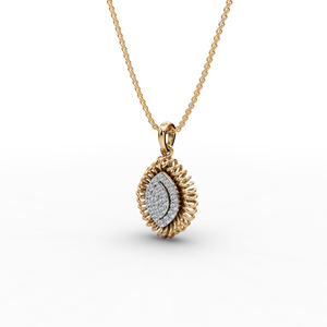 Pendentif en diamant de laboratoire en forme de feuille, en or, avec breloques uniques en diamant créé en laboratoire - Product Image 3